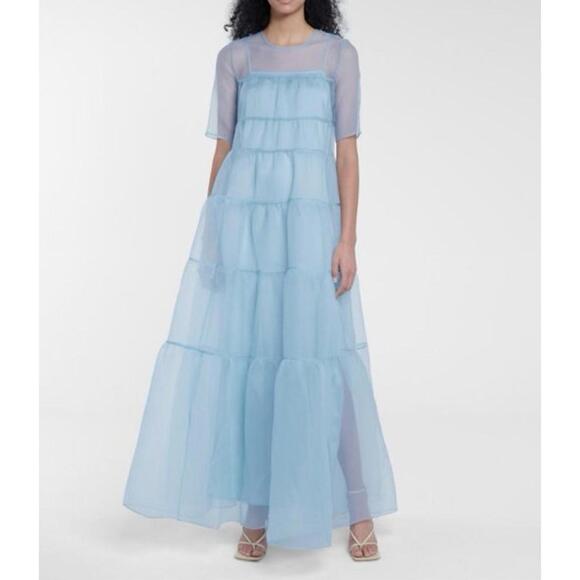 STAUD Dresses & Skirts - NWT Staud Hyacinth Organza Tiered Dress Maxi French Blue Ilana Calluna Small